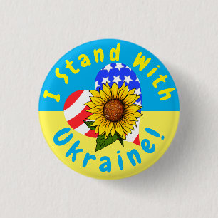 Badge Rond 2,50 Cm Je Me Trouve Avec Ukraine Sunflower Boutons De Col