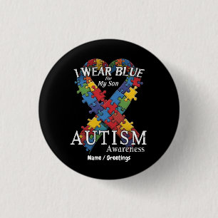 Badge Rond 2,50 Cm Je porte le bleu pour mon fils Sensibilisation sur