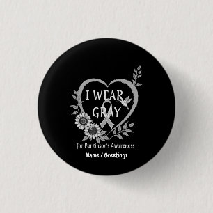 Badge Rond 2,50 Cm Je porte le gris pour le guerrier de sensibilisati