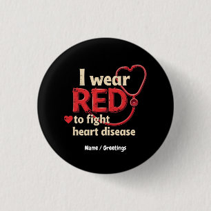 Badge Rond 2,50 Cm Je porte le rouge pour combattre le soutien aux ma