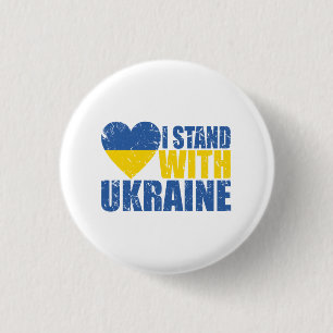 Badge Rond 2,50 Cm Je Suis Aux Côtés De L'Ukraine, Déchiré Drapeau De
