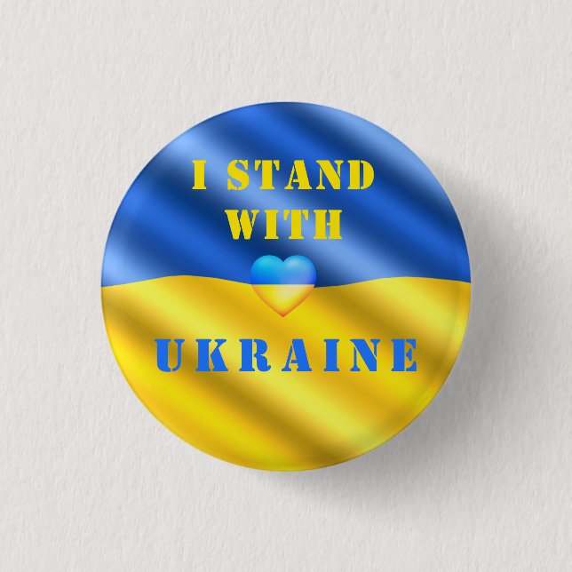 Badge Rond 2,50 Cm Je Suis Avec Le Bouton Ukraine Soutien Liberté (Devant)