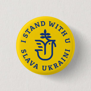 Badge Rond 2,50 Cm Je suis avec U (Slava Ukraini)