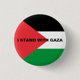 Badge Rond 2,50 Cm Je suis debout avec Gaza coutume texte noir drapea