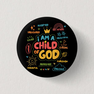 Badge Rond 2,50 Cm Je suis un enfant de Dieu Christian Retro Jésus Fo