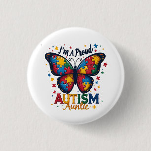 Badge Rond 2,50 Cm Je suis une Tante de l'Autisme Fièr Autism Awarene