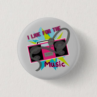 Badge Rond 2,50 Cm Je vis pour le bouton de musique