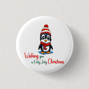 Badge Rond 2,50 Cm Je vous souhaite un saint joyeux Noël Pinguain