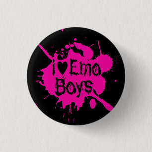 Badge Rond 2,50 Cm "J'éclaboussure rose de peinture aime d'Emo
