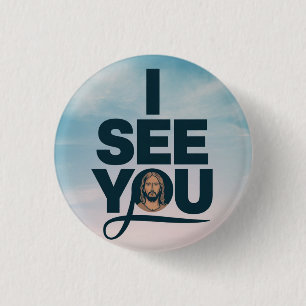 Badge Rond 2,50 Cm Jésus chrétien vous regarde, Jésus je vous vois