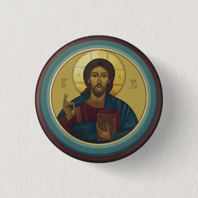 Badge Rond 2,50 Cm Jésus-Christ Pantocrator  (Devant)