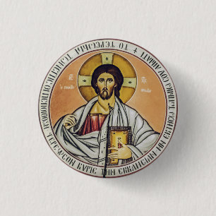 Badge Rond 2,50 Cm Jésus-Christ Pantocrator Art iconographique byzant