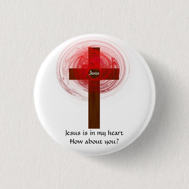 Badge Rond 2,50 Cm Jésus Est Dans Mon Coeur (Devant)