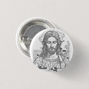 Badge Rond 2,50 Cm Jésus Grille Rétro Roi des Rois Apocalypse 19:16