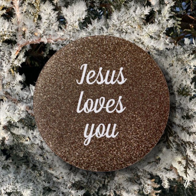 Badge Rond 2,50 Cm Jesus Love You Personnaliser Faux Parties scintill (Stylish trendy button customized for you favorite quote.  Jesus loves you elegant chic Christian art)