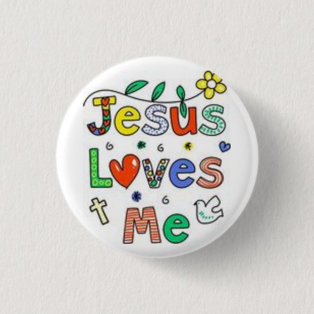 Badge Rond 2,50 Cm Jésus m'aime (Devant)