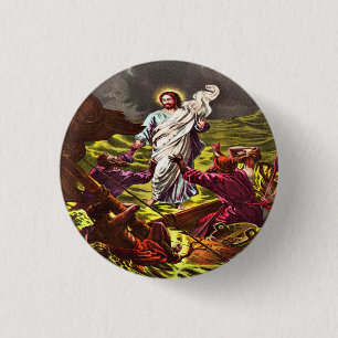 Badge Rond 2,50 Cm Jésus marche sur le bouton de l'eau