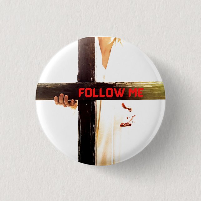 Badge Rond 2,50 Cm Jésus Me Suis Frisbee (Devant)