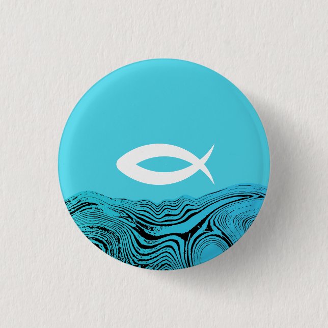 Badge Rond 2,50 Cm Jésus Poisson Eaux Vives (Devant)
