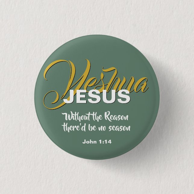 Badge Rond 2,50 Cm JESUS RAISON SAISON Sage Green Noël Christian (Devant)
