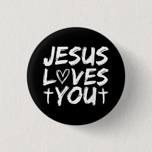 Badge Rond 2,50 Cm Jésus t'aime, Jésus