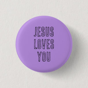 Badge Rond 2,50 Cm Jésus vous aime Personnaliser violet et noir chrét