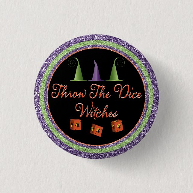 Badge Rond 2,50 Cm Jetez Les Sorcières De Dice Halloween Sparkle Bunc (Devant)
