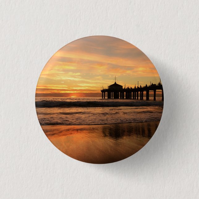 Badge Rond 2,50 Cm Jetty Over Beach Sunset (Devant)