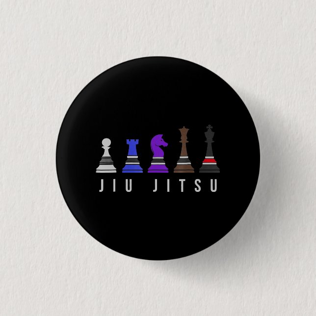 Badge Rond 2,50 Cm jeu d'échec jiu jitsu, cadeau bjj avec texte. (Devant)