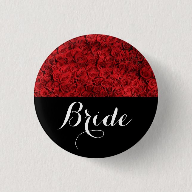 Badge Rond 2,50 Cm Jeune mariée épousant les roses rouges (Devant)