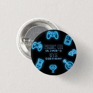 Badge Rond 2,50 Cm Jeux vidéo Neon pour tout âge anniversaire