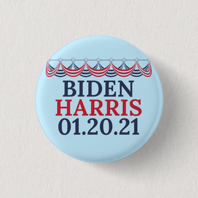 Badge Rond 2,50 Cm Joe Biden Kamala Harris Jour de l'investiture (Devant)
