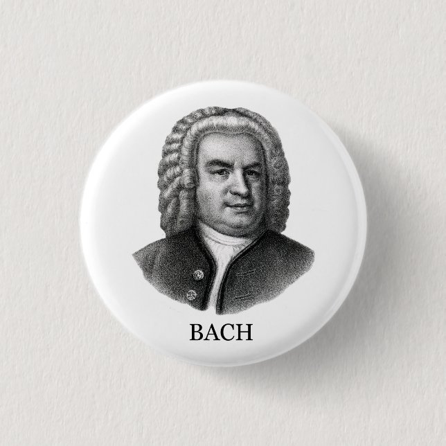 Badge Rond 2,50 Cm Johann Sebastian Bach, noir (Devant)