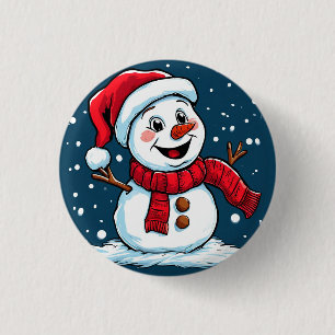 Badge Rond 2,50 Cm 🎄 Joie festive de Noël Bonhomme de neige