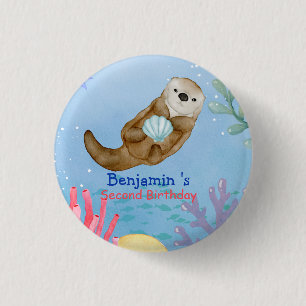 Badge Rond 2,50 Cm Joli arc-en-ciel Otter Scallops fête d'anniversair