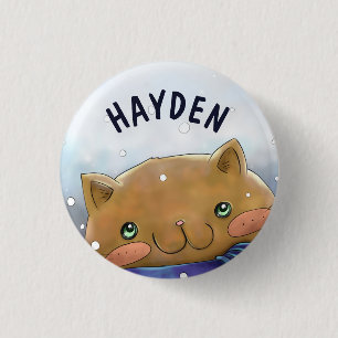 Badge Rond 2,50 Cm Joli Chat en Hiver Enfants Personnalisés