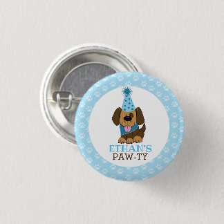 Badge Rond 2,50 Cm Joli chien chiot Brown Anniversaire