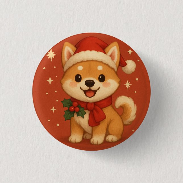 Badge Rond 2,50 Cm Joli chien de Noël (Devant)
