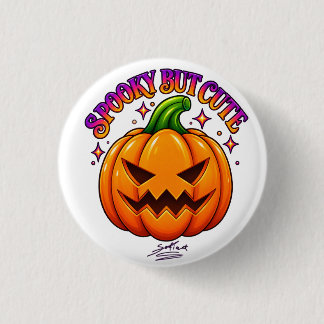 Badge Rond 2,50 Cm Joli Citrouille d'Halloween Épouvantable Mais Mign