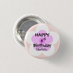 Badge Rond 2,50 Cm Joli coloré Fleur de marguerite motif nom d'annive