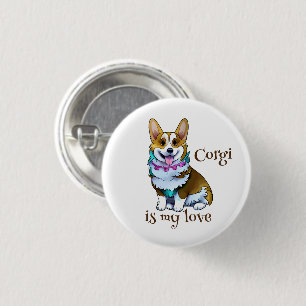 Badge Rond 2,50 Cm Joli corgi orange pour une humeur positive