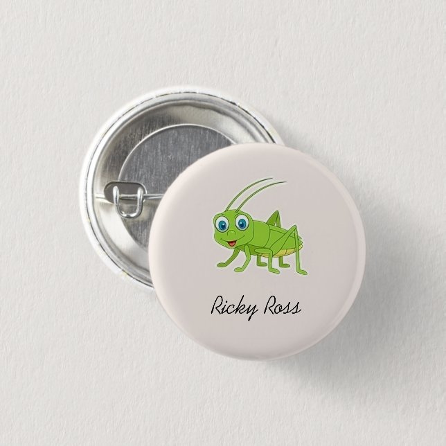Badge Rond 2,50 Cm Joli criquet vert violet (Devant & derrière)