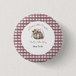 Badge Rond 2,50 Cm Joli Fall Green & Plum Citrouille Baby shower à th