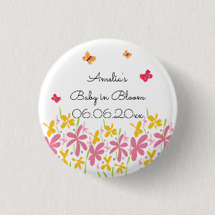 Badge Rond 2,50 Cm Joli Fleur sauvage rose bébé en fleur Personnalisé