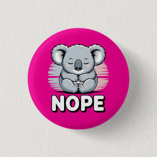 Badge Rond 2,50 Cm Joli koala endormi “Non” Dessin animé drôle