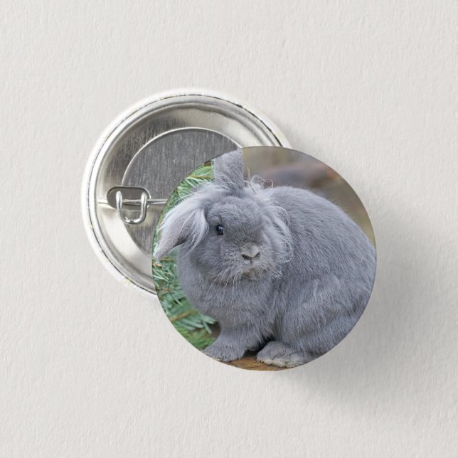 Badge Rond 2,50 Cm Joli lapin gris (Devant & derrière)