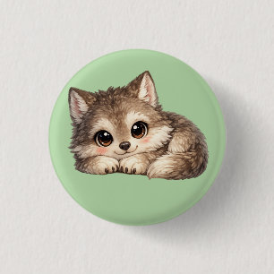 Badge Rond 2,50 Cm Joli louveteau aux grands yeux se relaxant Animaux