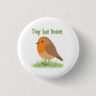 Badge Rond 2,50 Cm Joli Magnet Oiseau Robin