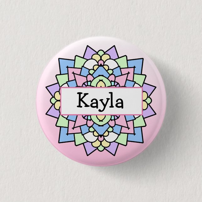 Badge Rond 2,50 Cm Joli Mandala rose et violet (Devant)