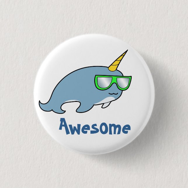 Badge Rond 2,50 Cm Joli Narwhal frais aux nuances (Devant)